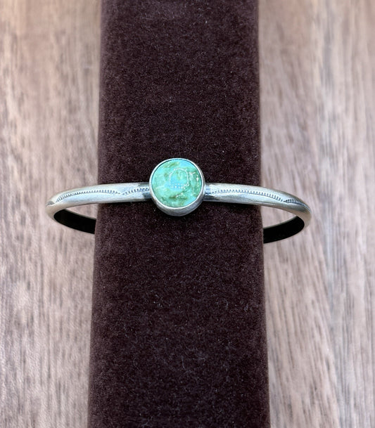 Navajo Handmade Sterling Silver Sonoran Gold Turquoise Stacker Cuff Bracelet
