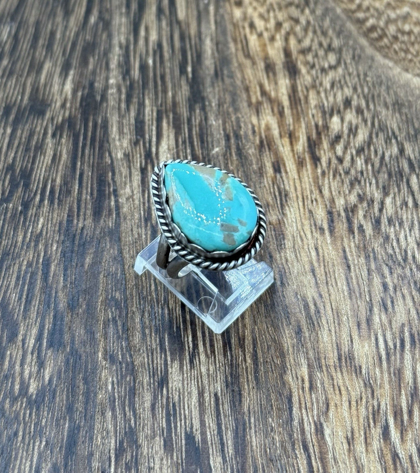 Native American Navajo Handmade Sterling Silver Royston Turquoise Ring Size 7