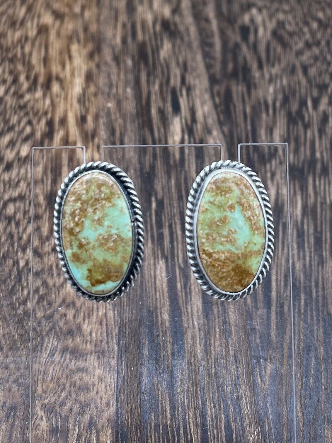 Navajo Handmade Sterling Silver Sonoran Turquoise Post Stud Earrings Byron Begay