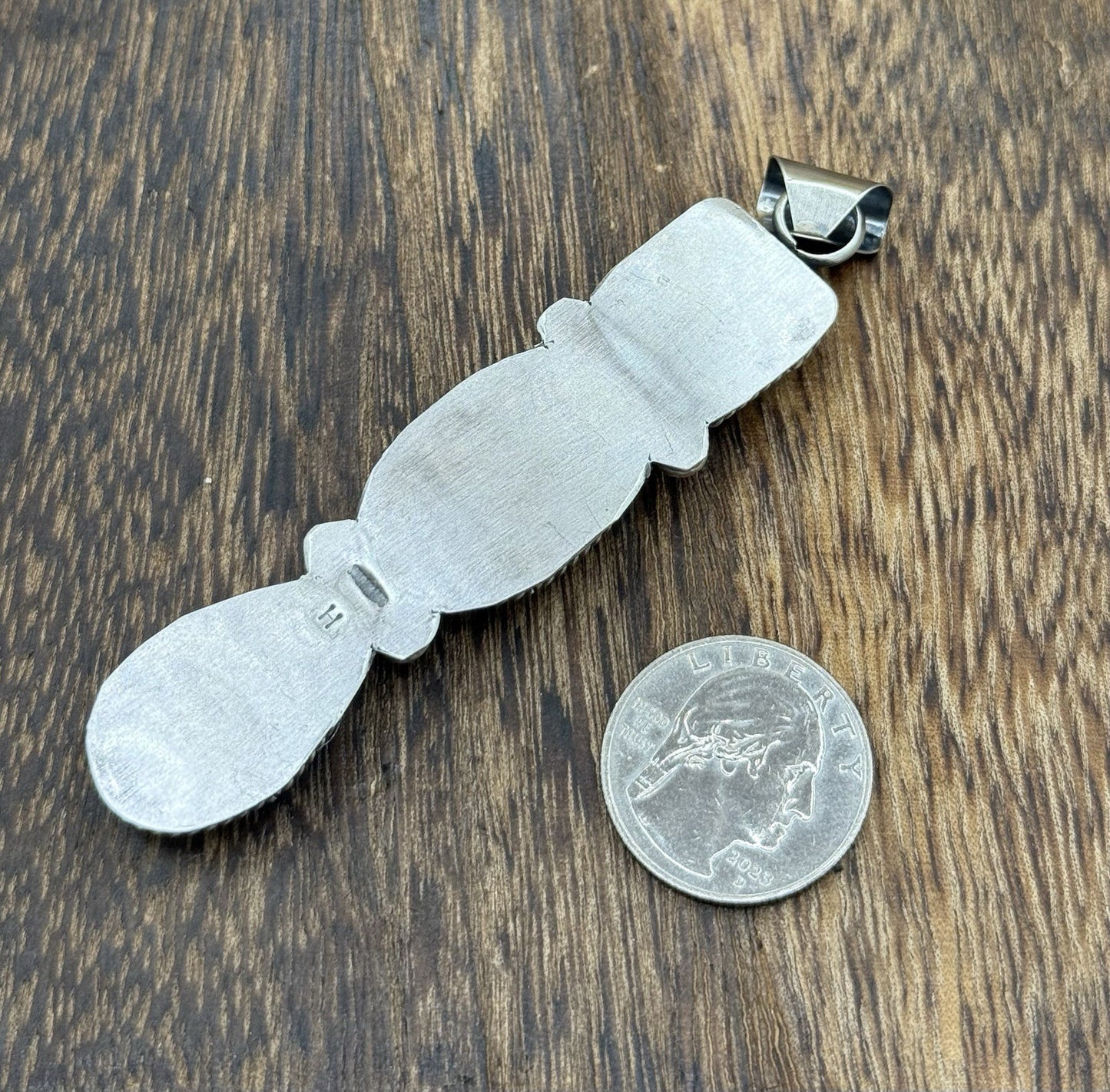 Native Navajo Handmade Sterling Silver Spiny Oyster Shell Drop Pendant