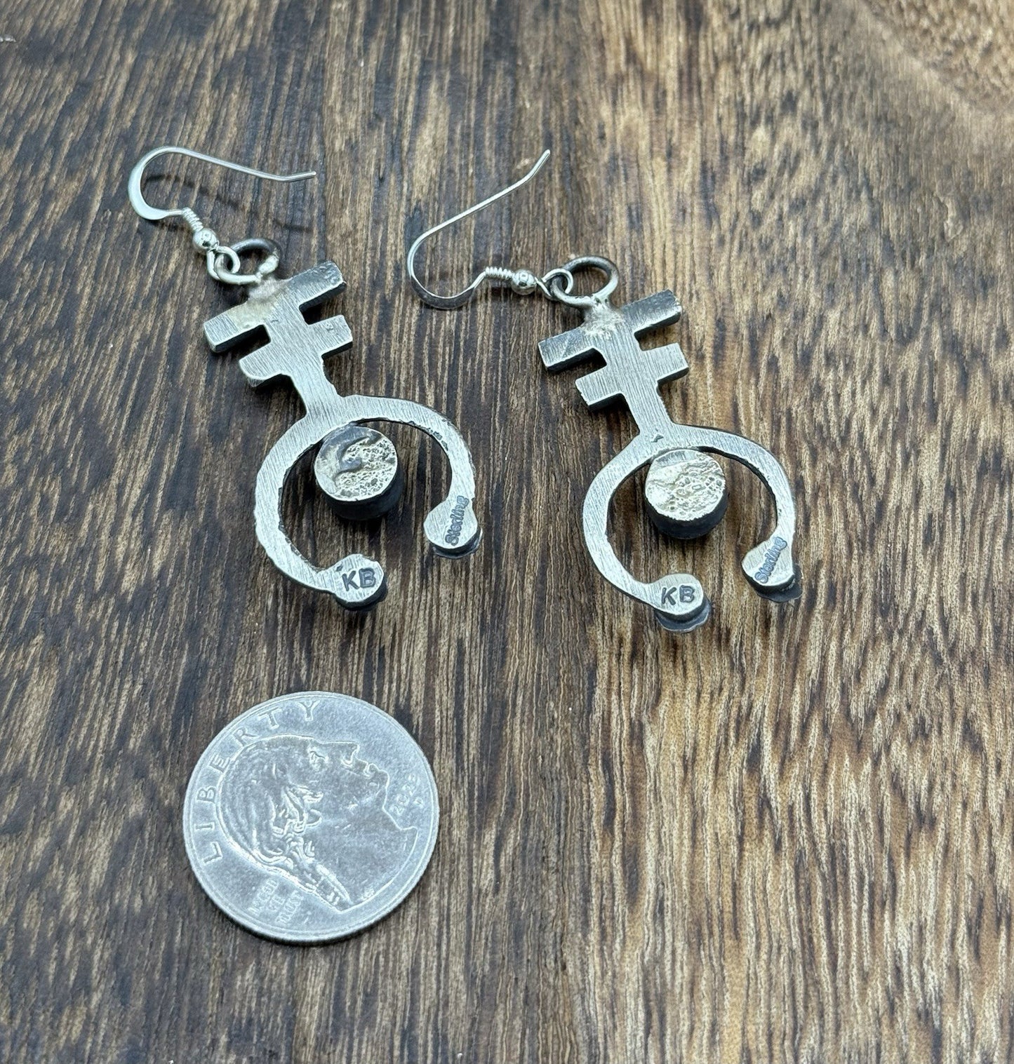 Navajo Handmade Sterling Silver Old Look Kingman Turquoise Earrings Kevin Billah