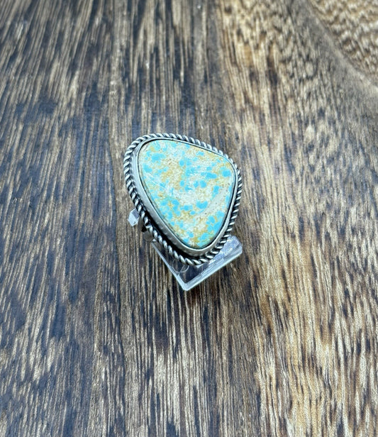 Native American Navajo Handmade Sterling Silver Royston Turquoise Ring Size 9