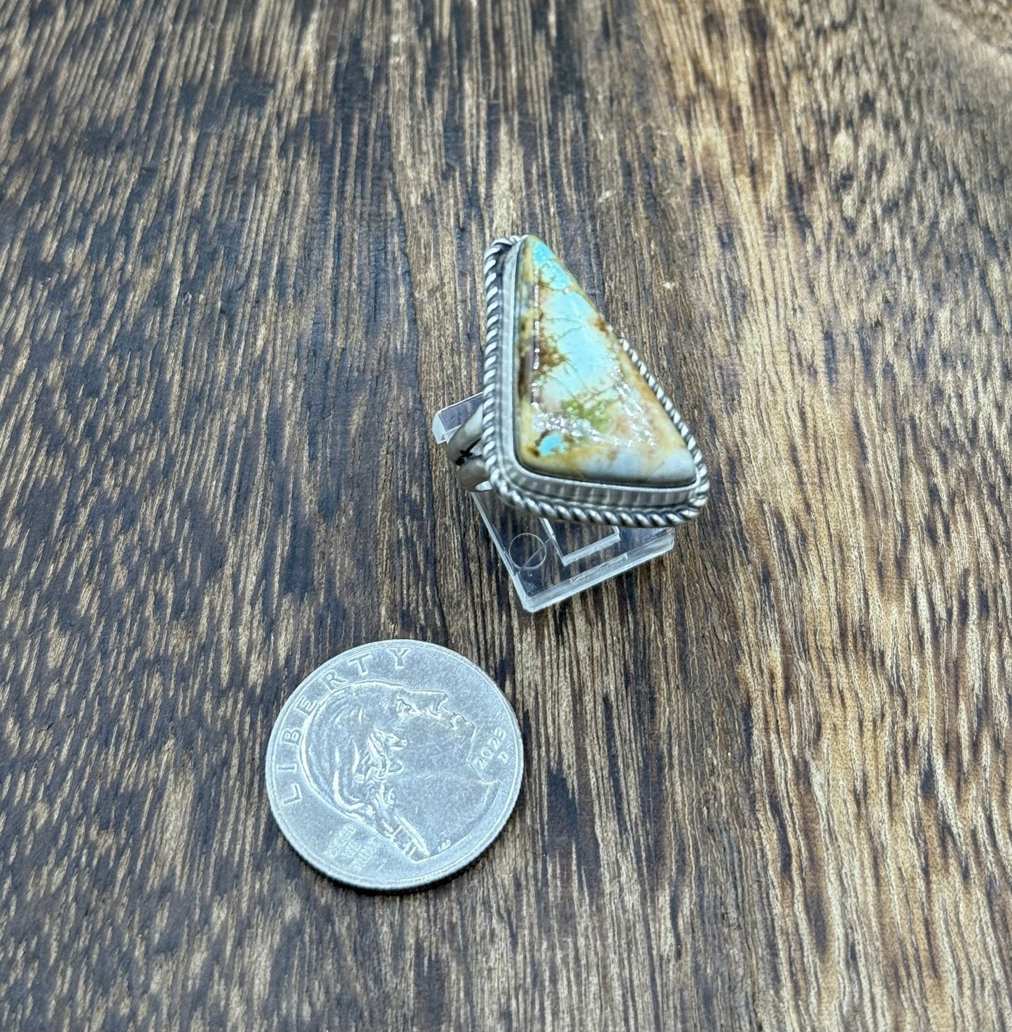 Native American Navajo Handmade Sterling Silver Royston Turquoise Ring Size 8