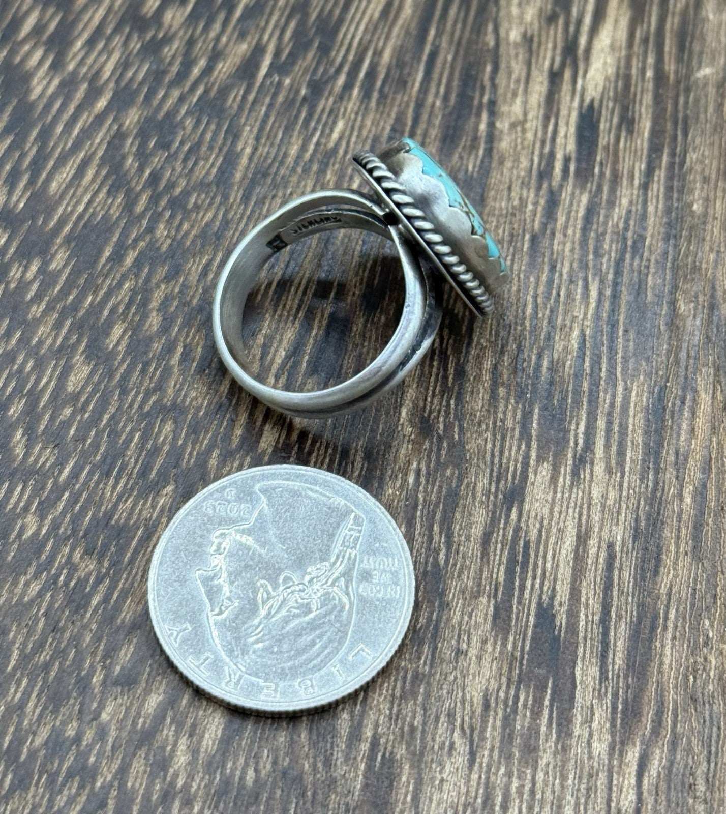 Native American Navajo Handmade Sterling Silver Royston Turquoise Ring Size 9