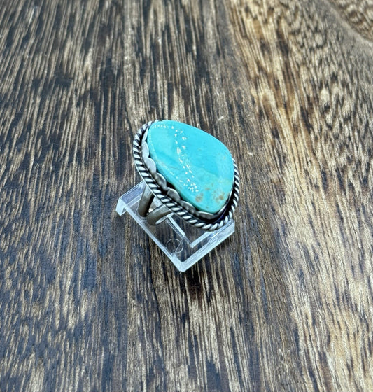 Native American Navajo Handmade Sterling Silver Royston Turquoise Ring Size 7