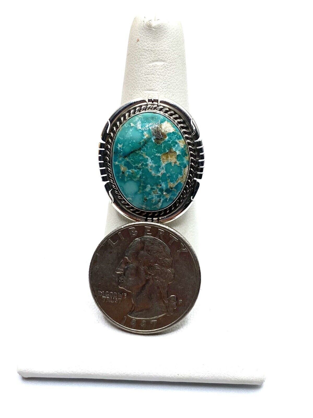 Native American Sterling Navajo Handmade Sonoran Rose Turquoise Ring Size 9