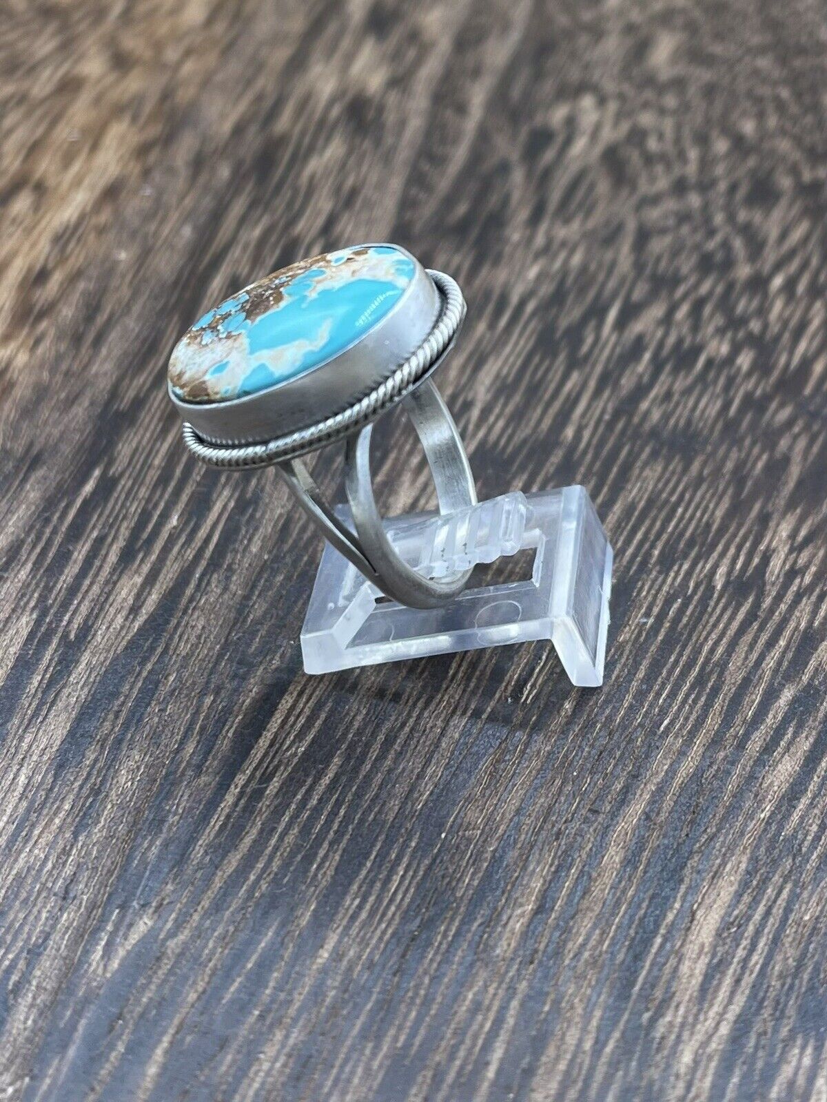 Native American Navajo Handmade Silver Royston Turquoise Old Look Ring Size 9.5