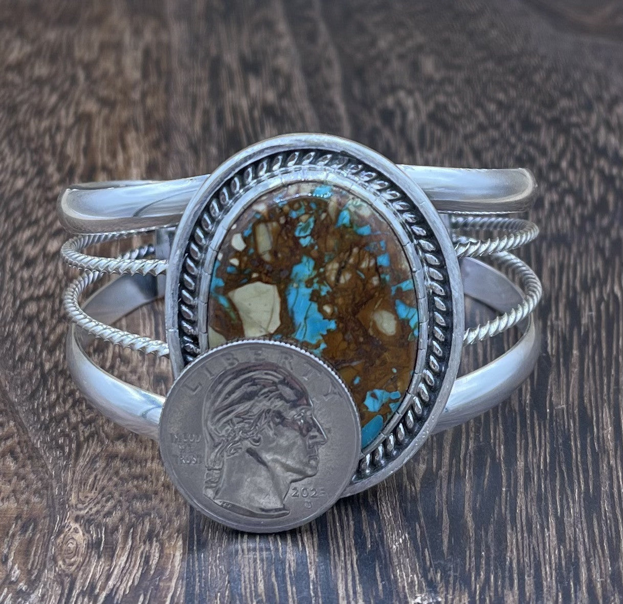 Navajo Handmade Sterling Silver Royston Turquoise Cuff Bracelet By Trish largo