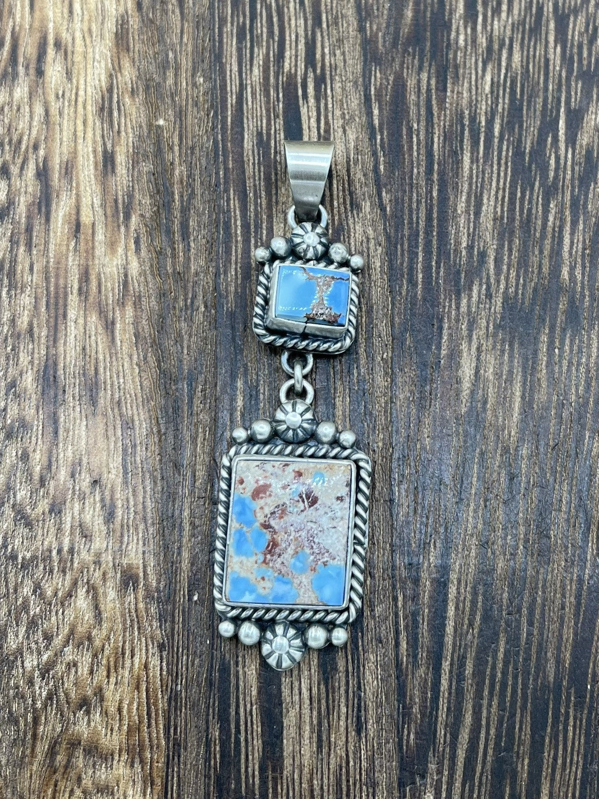 Navajo Handmade Sterling Silver Golden Hills Turquoise Pendant By Scott Skeets