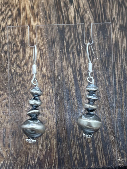 Navajo Handmade Sterling Silver Assorted Pearl Dangle Earrings By Deena Lane