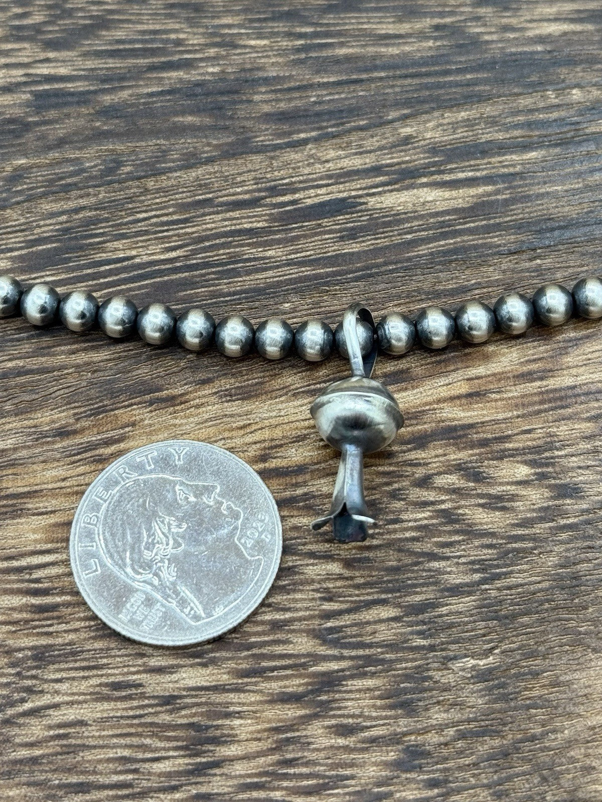 Navajo Handmade Sterling Silver Large Flower Blossom Pendant By Lenora Garcia