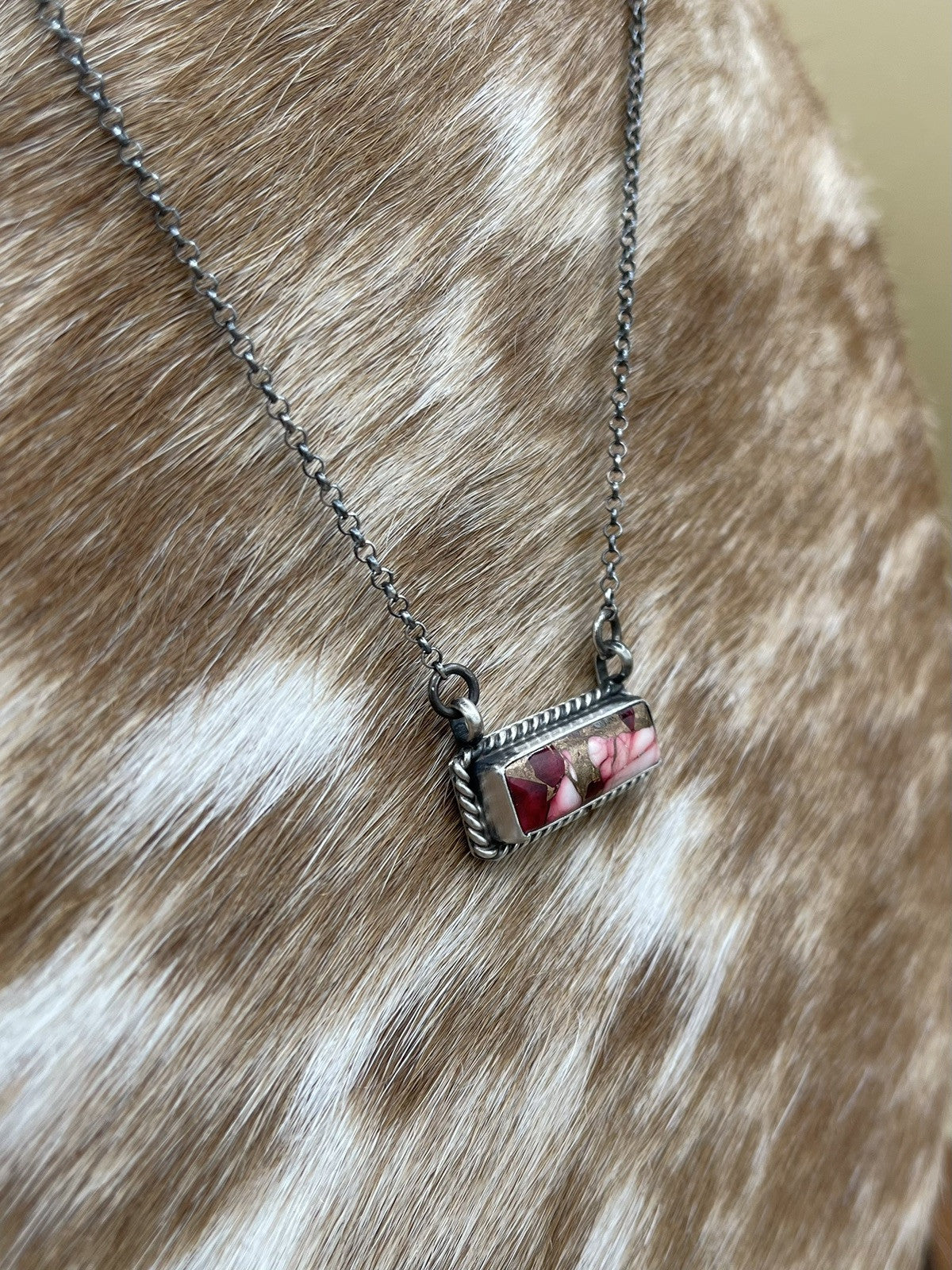 Navajo Handmade Sterling Silver Dahlia Rose Bar Necklace 18” By Judith Dixon