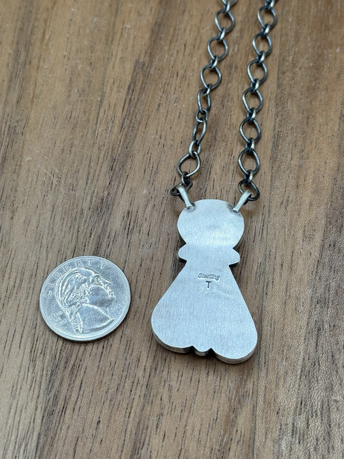 Navajo Handmade Sterling Silver Spiny Oyster Cluster Bar Necklace 18” Tricia S.