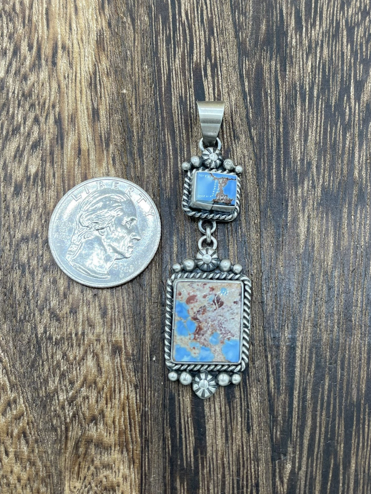 Navajo Handmade Sterling Silver Golden Hills Turquoise Pendant By Scott Skeets