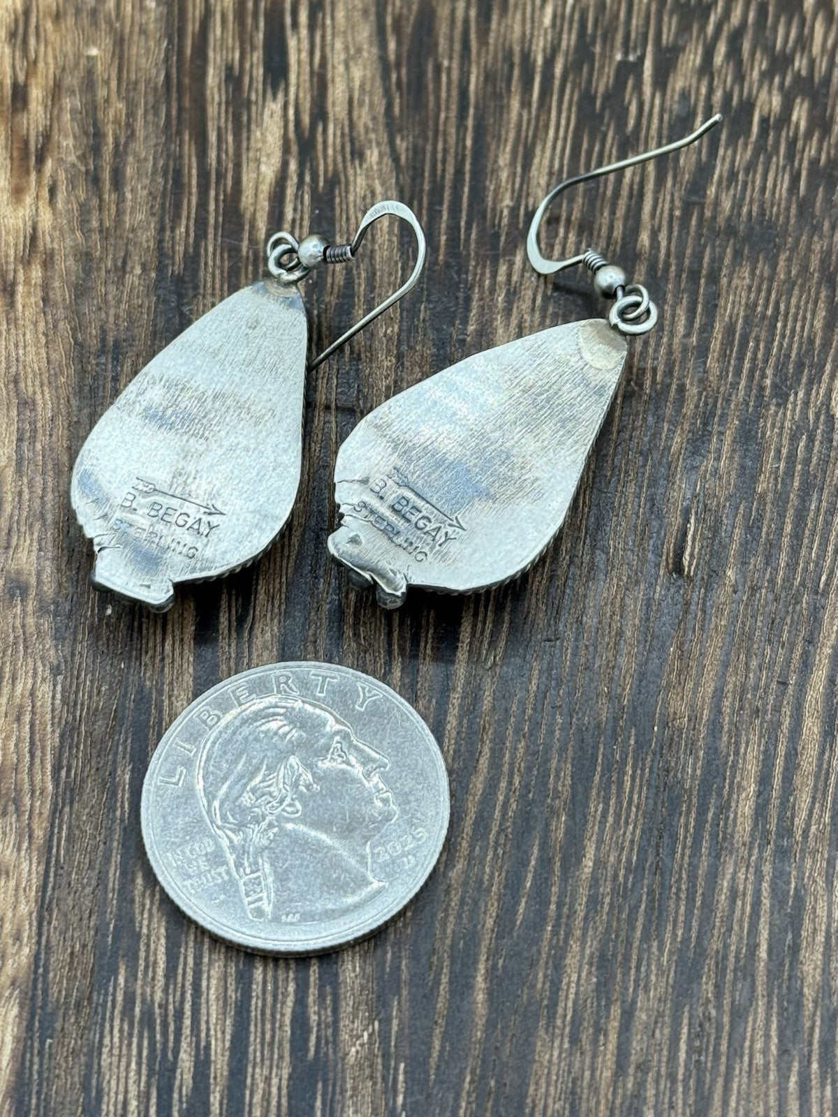 Navajo Handmade Sterling Silver Red Spiny Oyster Dangle Earrings By Byron Begay