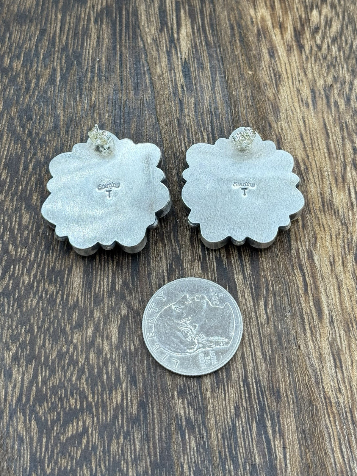 Navajo Handmade Sterling Silver Kingman Turquoise Cluster Earrings Tricia Smith